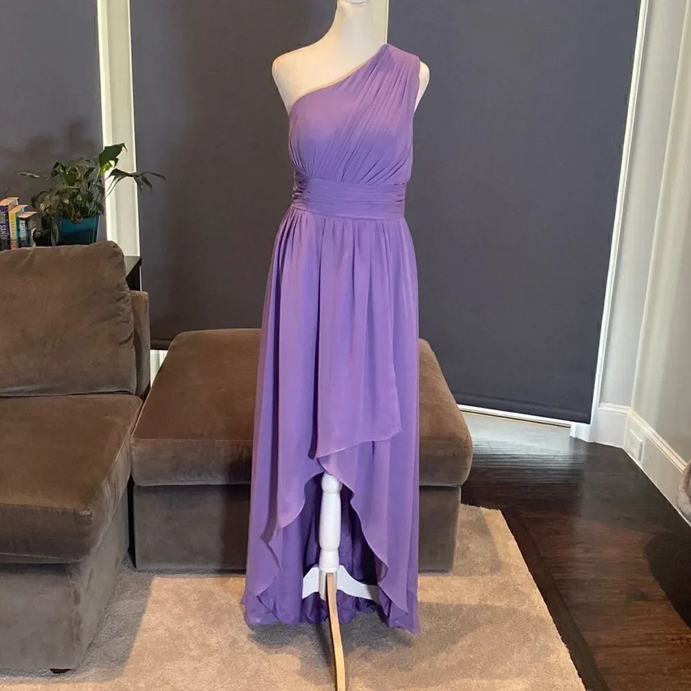Women’s Purple One Shoulder High Low Prom Party Bridesmaid Dress Size 6